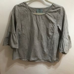 Blue and white striped Skies are Blue Medium 3/4 Sleeve Top